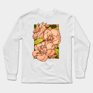 Splotchy Pink Ink Camellias Long Sleeve T-Shirt